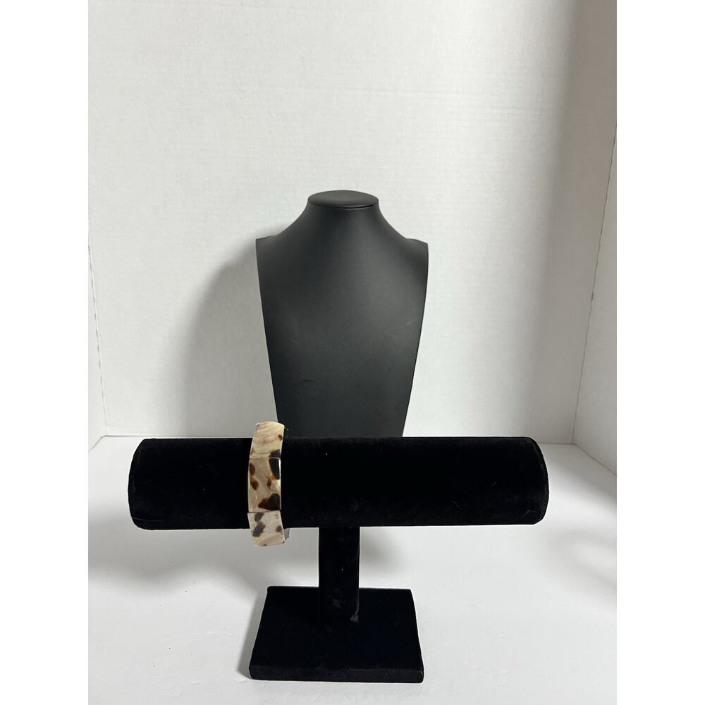 Vintage Womens Acrylic Bangle Bracelet Tortoiseshell Pattern Stretchy 6.5” L